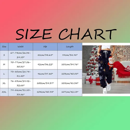 Vista 5 de joysale Womens Lightweight Sweatpants Christmas Winter High Waisted Bottom Pants Joggers Pants with Pockets