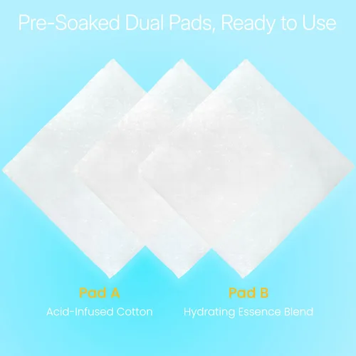 Vista 5 de A+B - Almohadillas faciales exfoliantes y reparadoras de 10 Tx, tratamiento de suero de cáscara ácida de 2 pasos con péptidos hialurónicos