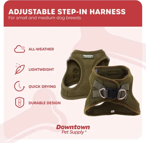 Vista 24 de Downtown Pet Supply Arnés para perro Step-in – Sin tirones, malla acolchada ajustable con ribete reflectante, correa de hebilla segura – Arnés