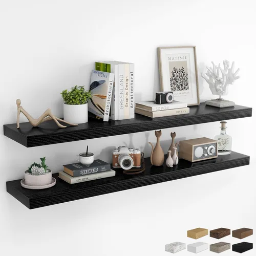 Vista 96 de RICHFOCUS Estantes flotantes de 8 pulgadas para estantes cuadrados de pared para dormitorio, cocina, baño, estante flotante de madera rústica
