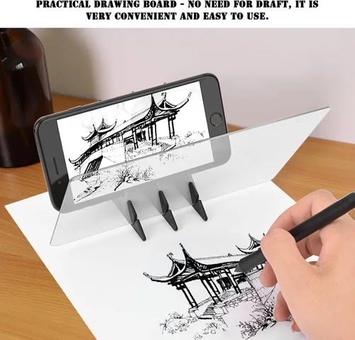 Vista 2 de Ejoyous Tablero de plantilla portátil, caja de luz, tablero de dibujo, dibujo, espejo, reflejo, atenuación, copia, pintura, limitación, herramienta