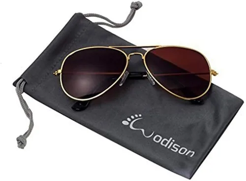 Vista 2 de Wodison Gafas de sol clásicas para niños y niñas, lentes de sol reflectantes con marco de metal