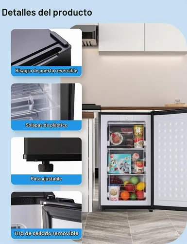 Vista 5 de Congelador vertical de 3.2 pies cúbicos Mini Congelador con Puerta Reversible - Congelador Vertical con Termostato Ajustable de 3 Niveles