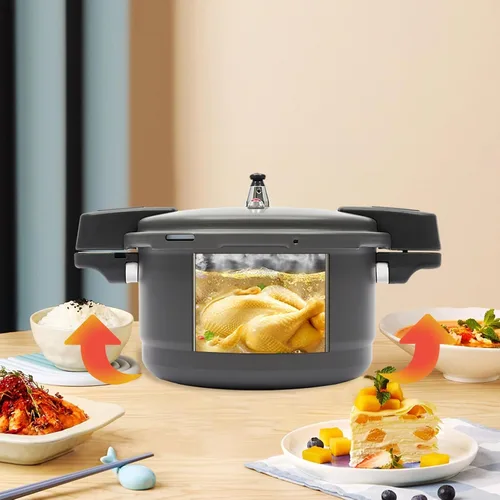 Vista 4 de Olla a presión de 9.5 cuartos de galón: olla versátil con válvula de resorte, ideal para estufas de gas, eléctricas y de inducción, cocción a