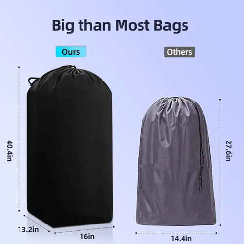 Vista 6 de Bolsa de lavandería de viaje extra grande con cierre de cordón, bolsas de almacenamiento de mantas de 130 litros, lavable a máquina, bolsa