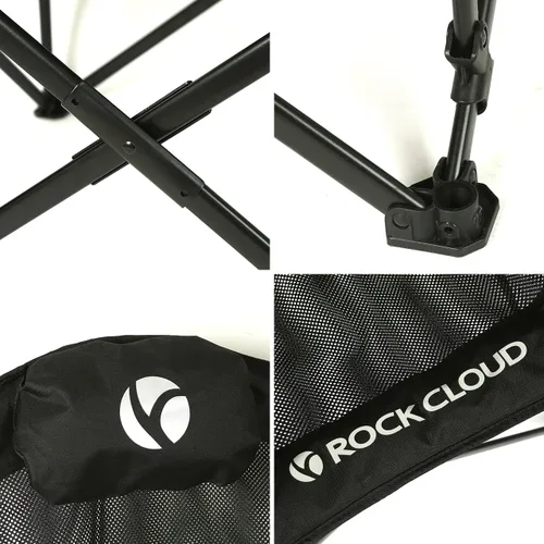 Vista 5 de ROCK CLOUD Silla plegable para acampar, sillas acolchadas de gran tamaño Negro