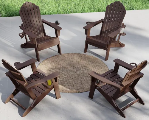 Vista 23 de Plawdlik Silla Adirondack plegable de gran tamaño mejorada 2026, silla para hoguera resistente de 380 libras con respaldo extra alto de 37.8