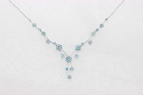 Vista 3 de Faship Precioso conjunto de pendientes y collar floral de cristal