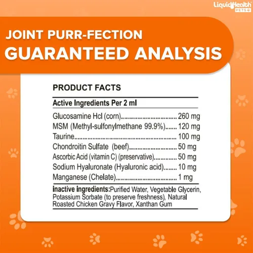 Vista 5 de LIQUIDHEALTH Pets Liquid Cat Glucosamine Joint Purr-Fection - Apoyo para Alivio de Salud de Cadera y Articulaciones, Goteros Felinos de Condroitina