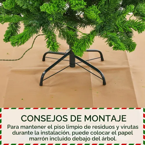 Vista 8 de Yaheetech Árbol de Navidad artificial preiluminado de 4.5 pies con luces blancas cálidas incandescentes, árbol de Navidad preiluminado completo