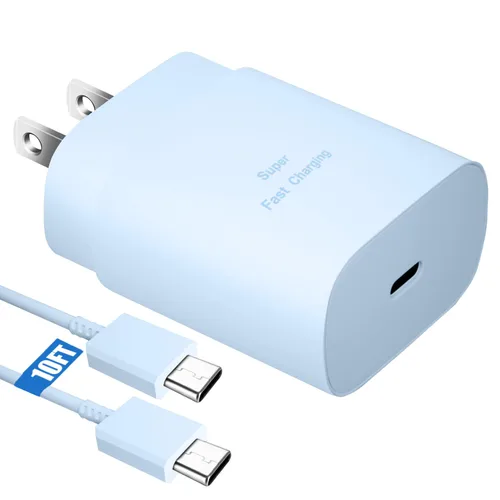Vista 23 de Kit de cargador súper rápido tipo C, bloque de cargador de teléfono Android PD de 25 W PD USB C y cable de carga C de 5 pies, cable de carga rápida