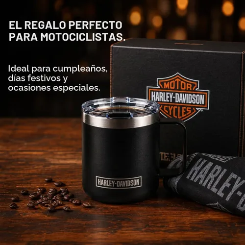 Vista 3 de Harley-Davidson Taza de café de viaje taza de acero inoxidable con protector de barra de tapa