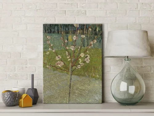 Vista 2 de Wieco Art Lienzo de árbol de almendro en flor, reproducción de pintura al óleo famosa de Van Gogh, arte de pared clásico abstracto de flores listo