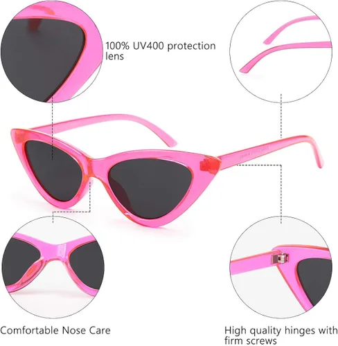 Vista 3 de Livhò Gafas de sol retro vintage angostas ojo de gato para mujer, con marco de plástico