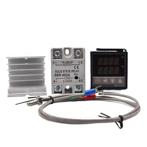 Vista 2 de Controlador digital de temperatura REX-C100 REX C100 Termostato + 40DA SSR Relé+Termopar K Sonda de 3.3 ft (juego B)