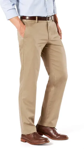 Vista 4 de Dockers Signature Lux Pantalones elásticos de algodón para hombre, ajuste recto, caqui.