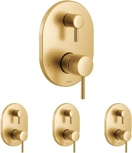 Vista 8 de Moen Align Moldura de ducha de 2 manijas de oro cepillado M-CORE Serie 3 con válvula de transferencia integrada, requiere válvula, UT3290BG
