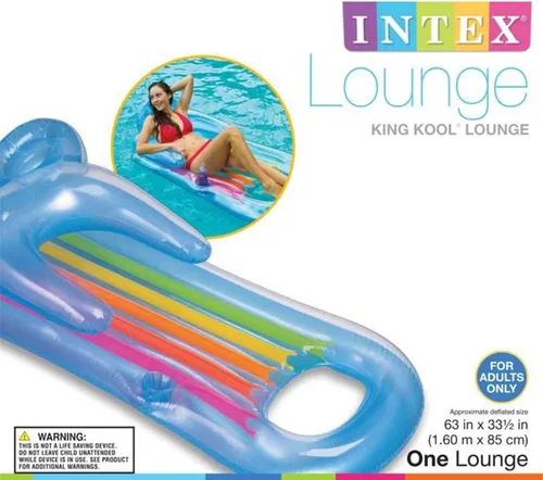 Vista 4 de Intex King Kool Lounge - Tumbona inflable para piscina con reposacabezas (paquete de 3)