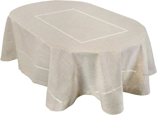 Vista 5 de Grelucgo Mantel pequeño de doble dobladillo de color sólido natural para mesa de café, redondo de 36 pulgadas