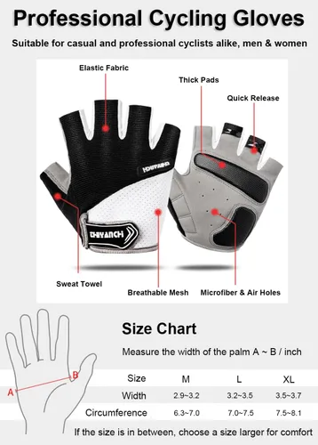 Vista 6 de Guantes de ciclismo para hombres y mujeres, guantes de ciclismo para hombres y mujeres, guantes de ciclismo acolchados para hombres y mujeres
