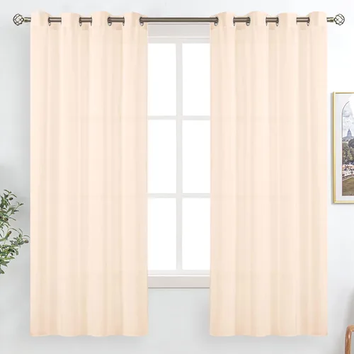 Vista 52 de BGment Cortinas cortas de lino transparente de 40 pulgadas para cafetería, con ojales, filtrado de luz, semitransparentes para ventanas pequeñas