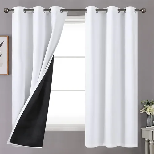 Vista 42 de YoungsTex - Cortinas 100% opacas para dormitorio, con aislamiento térmico y ojales, cortinas oscuras negras con capa pesada para ventana de sala