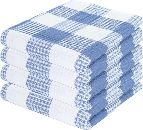 Vista 33 de PurpleEssences Trapos de cocina a cuadros con tejido de gofre, 100% algodón, 12 x 12 pulgadas, suaves, absorbentes, de secado rápido, trapos