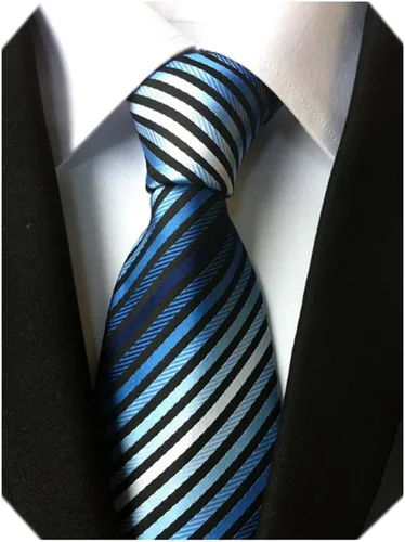 Vista 101 de Secdtie Corbata clásica de seda tejida jacquard a rayas para hombre