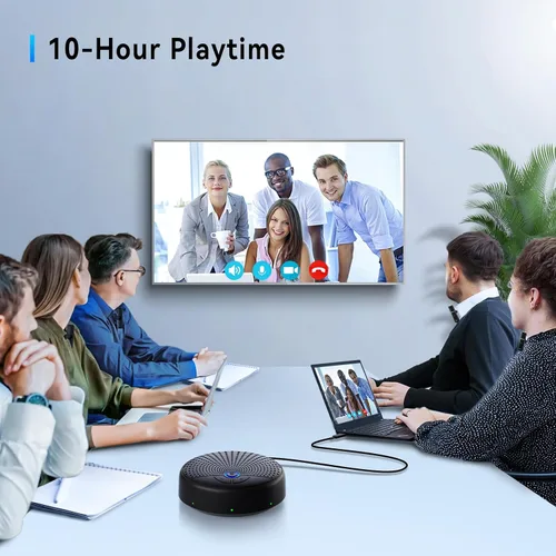 Vista 7 de Altavoz y micrófono de conferencia, 10 micrófonos AI, captación de voz de 360° y reducción de ruido, altavoz USB para sala de conferencias de 10 a