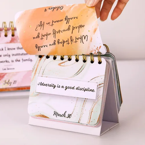 Vista 9 de Calendario diario motivacional e inspirador - Calendario diario con citas inspiradoras, 14 cm x 12.2 cm, decoración de escritorio perpetua sin
