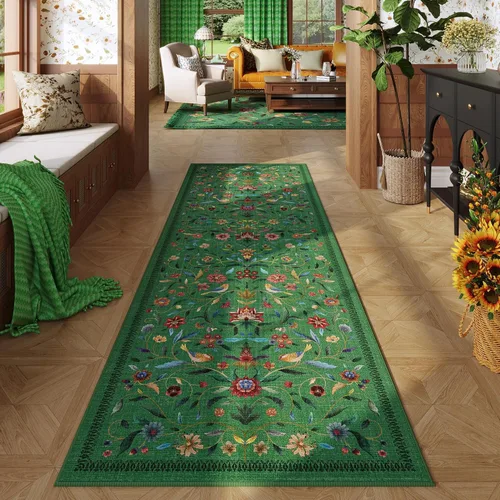 Vista 31 de Alfombra de entrada vintage con medallón floral de 2 x 3 pulgadas, lavable a máquina, alfombra de entrada de pelo bajo, suave, pequeña, alfombra