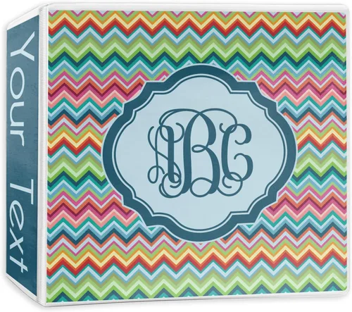 Vista 9 de Carpeta personalizada de 3 anillas con monograma de cheurón retro - 1 pulgada