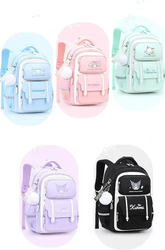 Vista 7 de Kuromi - Mochila de personaje de dibujos animados japoneses, mochila escolar