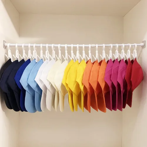 Vista 2 de Organizador de sombreros para gorras de béisbol, perchas para sombreros para armario con 12 clips y 8 ganchos, soporte para sombreros con varilla