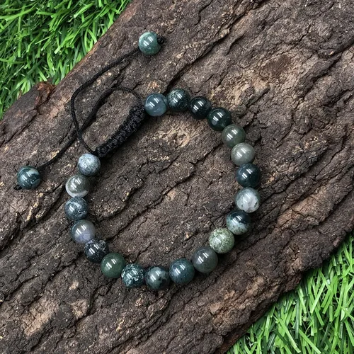 Vista 5 de AAA MUSS AGATE - Cuentas de cristal de piedras preciosas naturales para curación natural, unisex, pulseras de macramé ajustables de 0.315 in