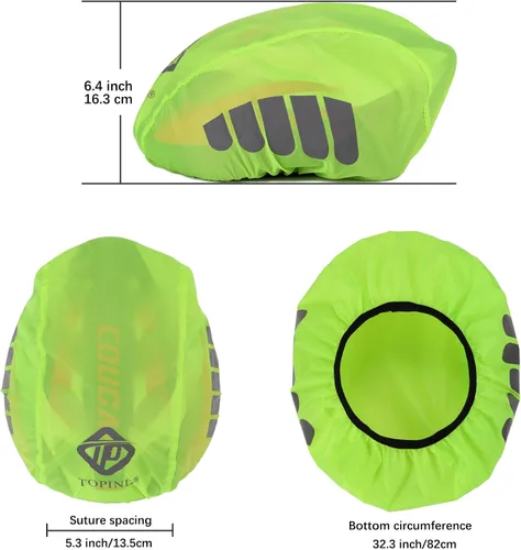 Vista 3 de TOPIND Funda para casco de bicicleta, de alta visibilidad, impermeable, con tira reflectante, a prueba de polvo, transpirable, de montaña