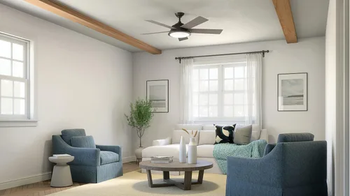 Vista 7 de Kichler Verdi - Ventilador de techo LED de 56 pulgadas en cristal de ópalo grabado en bronce antiguo con nogal oscuro reversible y cuchillas