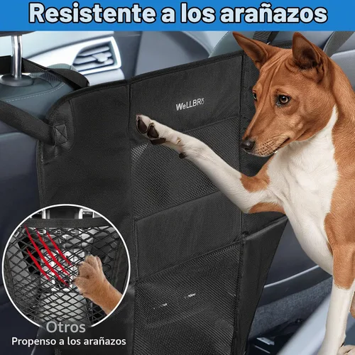 Vista 6 de Barrera de Asiento Trasero para Perros en Coche, Barrera de Nylon Acolchada y Duradera para Mascotas, Barrera de Viaje para Vehículos con 2 Ventanas