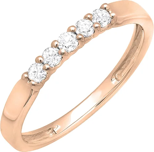 Vista 119 de Dazzlingrock Collection Anillo de boda redondo de 5 piedras preciosas o diamantes para mujer en oro macizo de 10 K/14 K/18 K