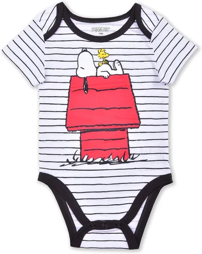 Vista 2 de Peanuts Snoopy - Body de manga corta para niños recién nacidos y bebés, paquete de 4 unidades, rojoblancoazulgris, Rojo