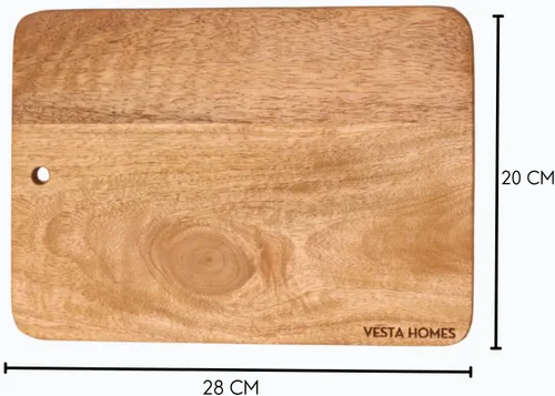 Vista 2 de Vesta Homes Tabla de madera para cortar/picar/servir, plato para verduras, queso y embutidos Madera de mango 11 x 8 pulgadas Hecho a mano