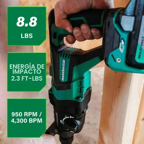 Vista 2 de Metabo HPT Martillo giratorio sin escobillas MultiVolt™ SDS Plus de 36 V con mango en D de 1-1/8 pulgadas, solo cuerpo de herramienta de martillo