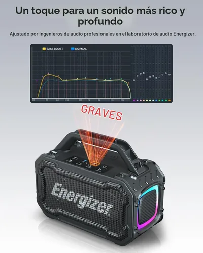 Vista 3 de Energizer Outdoor Bluetooth Speakers, 100W Peak Portable Wireless Speaker
