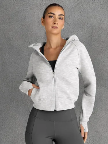 Vista 6 de Trendy Queen - Sudaderas con capucha y cremallera para mujer, sudaderas cortas de vellón, trajes de otoño, estilo informal, cómodas, Y2K, ropa