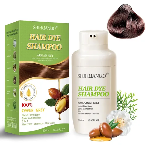 Vista 11 de SHIHUANUO Champú de tinte negro para cabello gris, champú de color 3 en 1 con 6 extractos de hierbas, cobertura 100% de canas, fácil de teñir