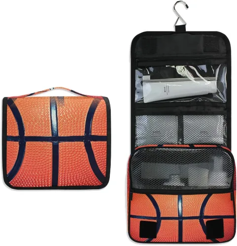 Vista 9 de Neceser colgante con calavera, piña, arco iris, baloncesto, portátil, para viajes, cosméticos, maquillaje, baño, ducha, afeitado, bolsa organizadora