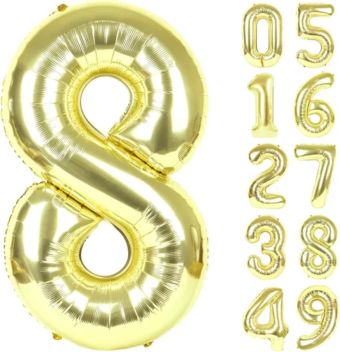 Vista 72 de Globo negro de 40 pulgadas con números del 0 al 9 (cero-nueve), globo de cumpleaños de gran tamaño, globo de helio de aluminio con números grandes
