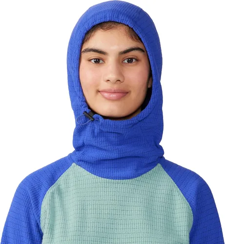 Vista 4 de Mountain Hardwear Sudadera con capucha Summit Grid para mujer, color verde liquenestampado azul, talla XL
