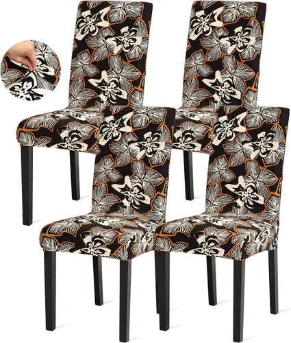 Vista 31 de Sufdari Juego de 2 fundas para sillas de comedor, fundas para sillas de cocina, fundas para sillas Parsons, protectores de sillas de elastano