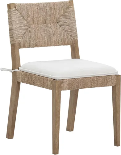 Vista 9 de Nathan James Silla de comedor Beacon Boho, silla de comedor Boucle con acento de fibra de mar y patas de madera maciza, crema Boucle/marrón claro